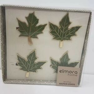 Elmora Home Green Leaf Napkin Rings Nwt 4 …